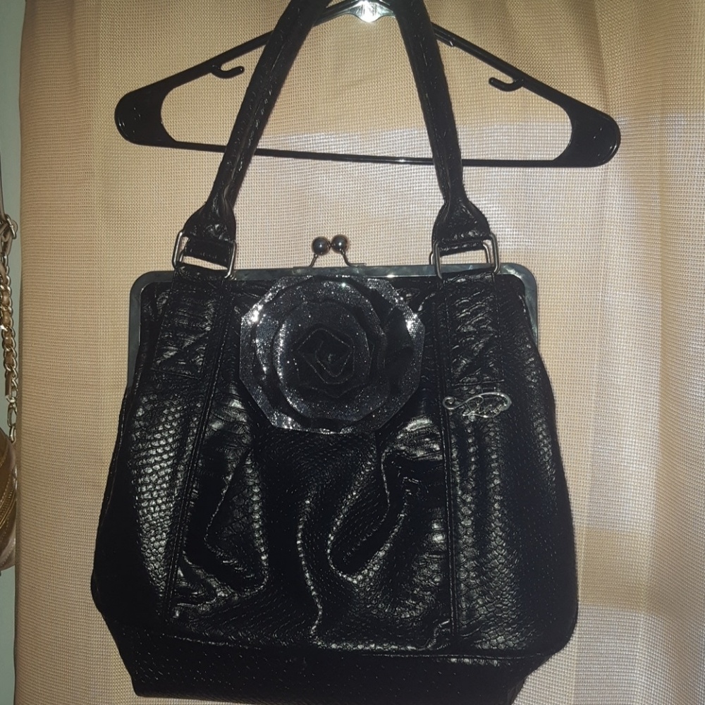 Black Purse With Flower